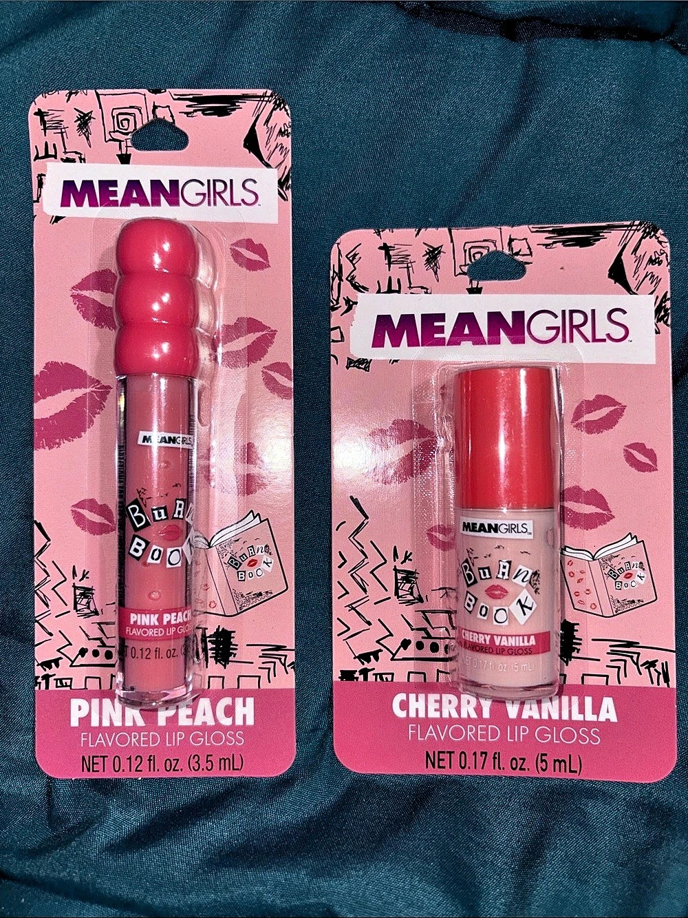 2 - Mean Girls Flavored Lip Gloss Pink Peach & Cherry Vanilla NWT